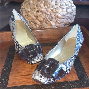 Tahari snake print Jules flats with buckle